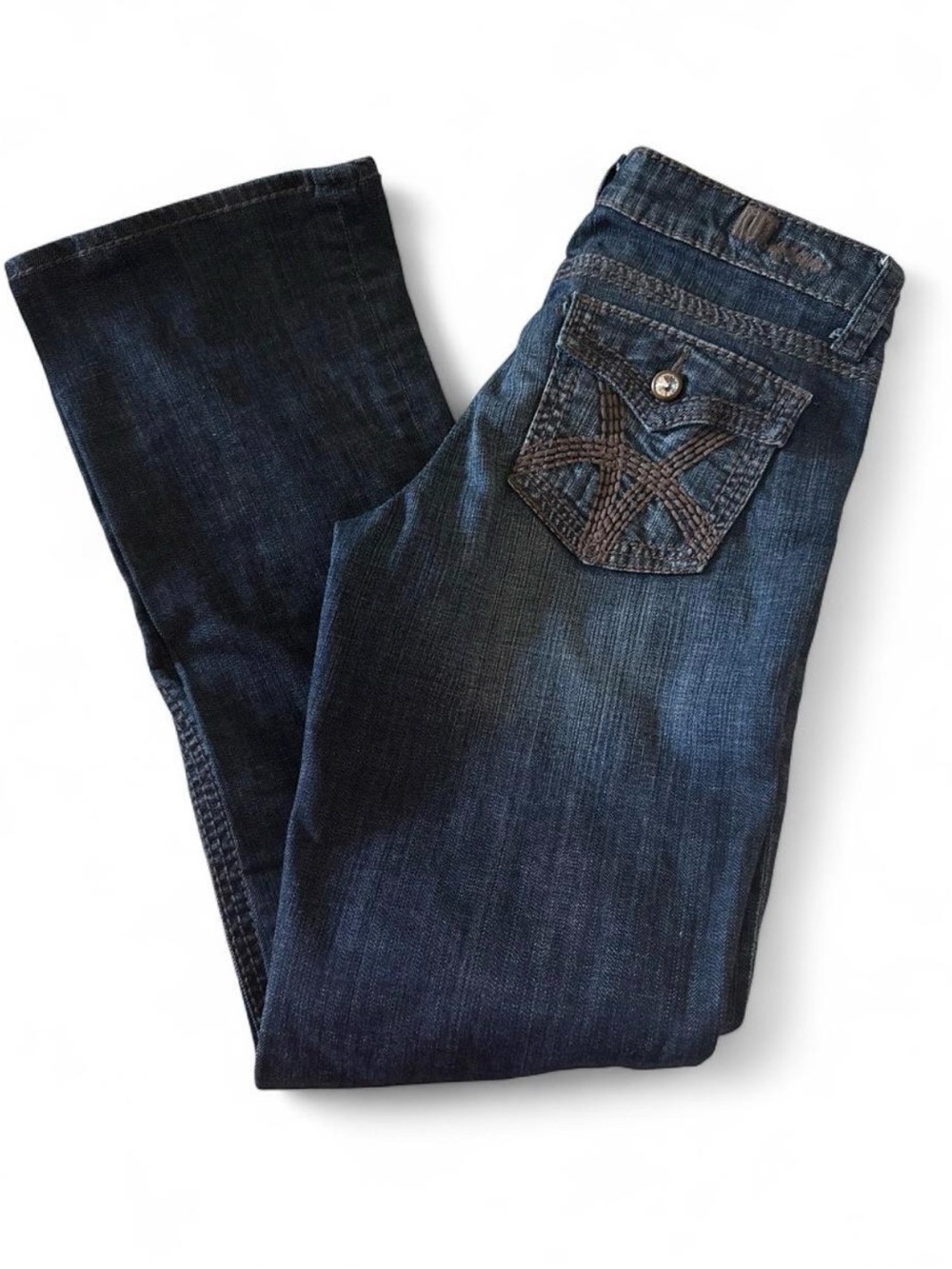 Kut from the Kloth Low Rise Bootcut Jeans with Embroidered Back Pocket